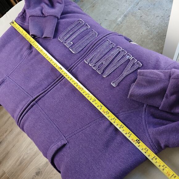 Old Navy Cozy Hoodie in Purple Majesty XXL full zip fleece faux fur sequin logo - Picture 11 of 14